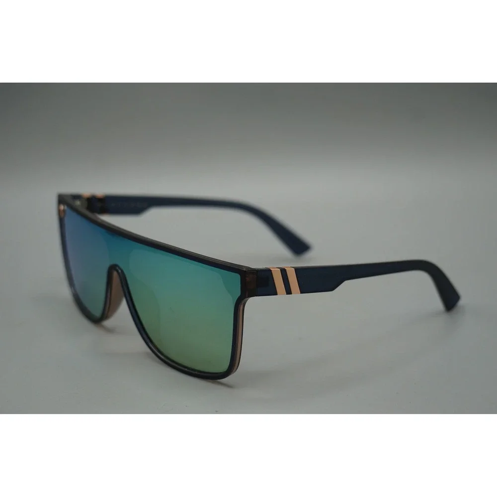 Blenders Night City Polarized Sunglasses Navy Blue Rose Gold Green Mirror Lens